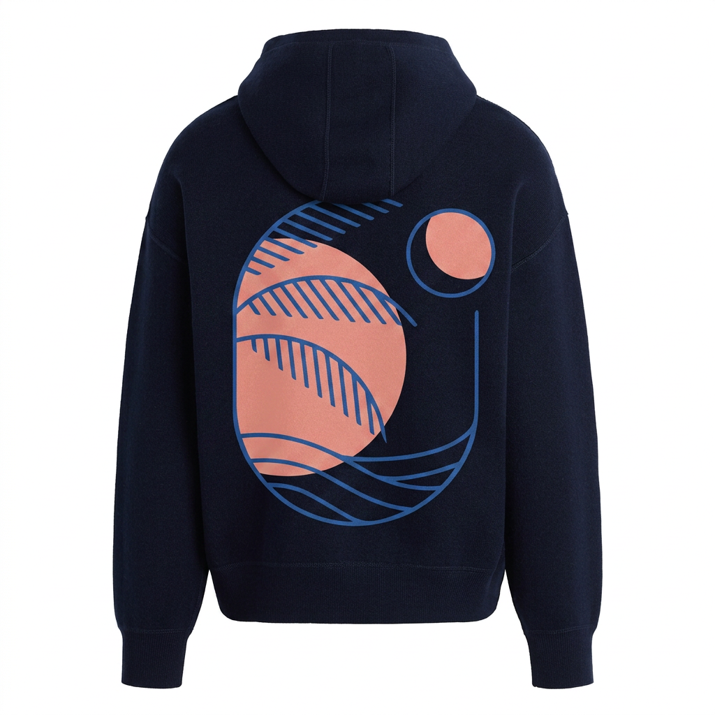 Unisex Boston Hoodie- Sunset palm (Navy)
